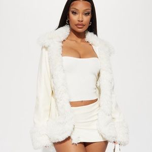 Cream 3 piece skirt top and jacket set